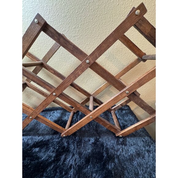 Vintage Wooden Collapsible Wine Rack For 10 Bottles - Picture 3 of 5